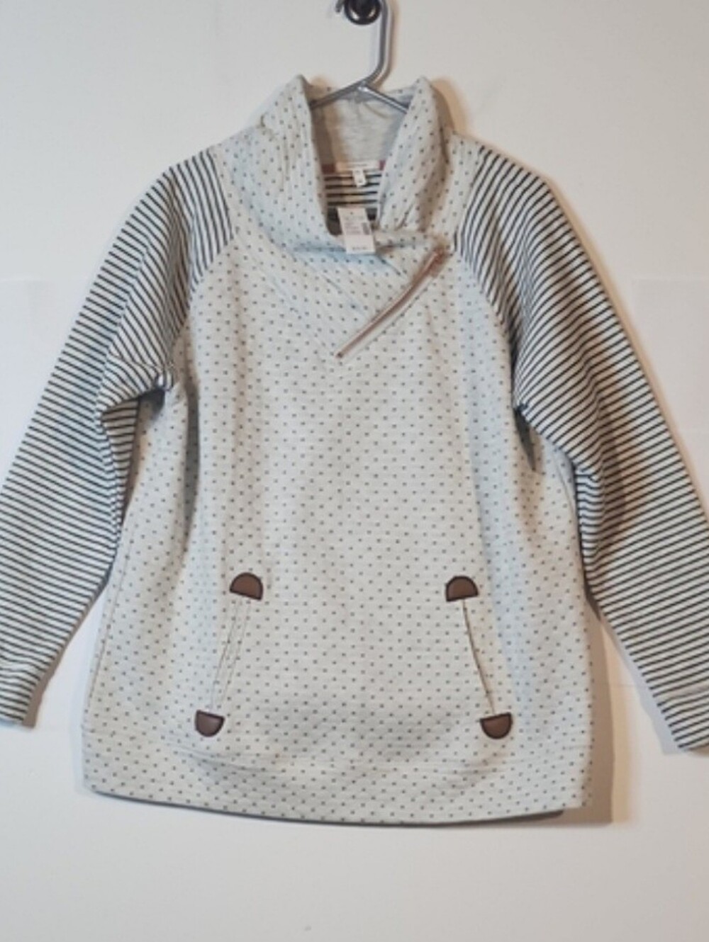 Maurices Oatmeal Striped Cowl Neck Sweatshirt NWT Size Xlarge